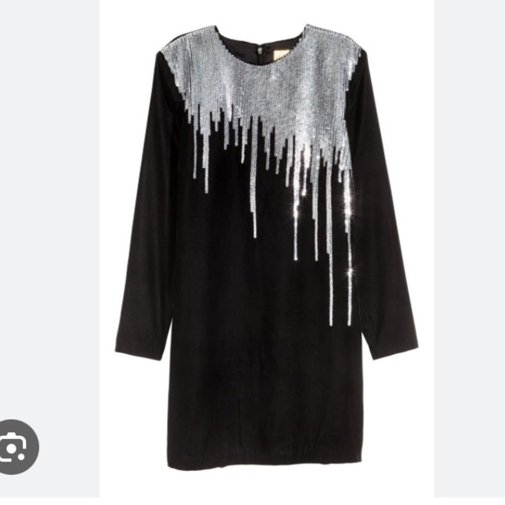 *Rare find* H&M Collection Black Velvet Party Dress with Sequin Detail NWT